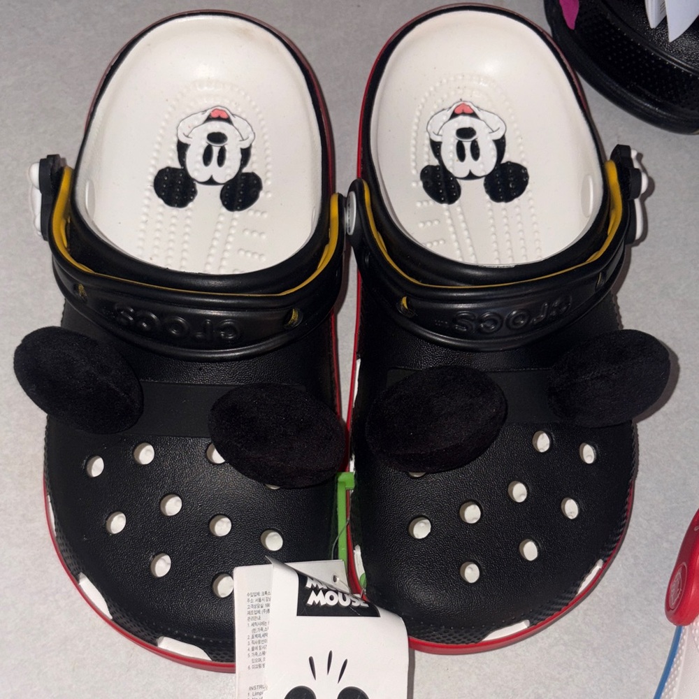 Disney Kids Black and White Mickey Mouse Slippers